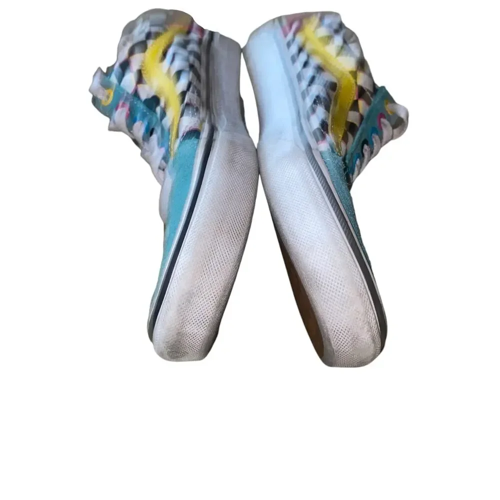 Vans Off the Wall Old Skool Crazy Check Neon Sneakers Mens 6.5 Womens 8